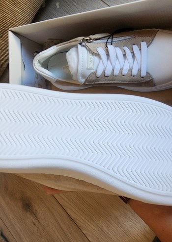 Beyaz Süet Kadın Sneakers Wedge Topuklu - Görsel 5