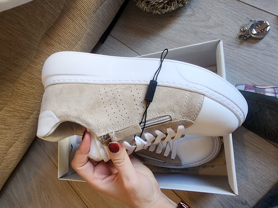 Beyaz Süet Kadın Sneakers Wedge Topuklu - Görsel 2