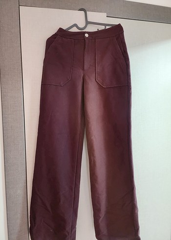 Bordo Süet Düğmeli Kısa Kadın Ceket ve pantolon takım - Görsel 5