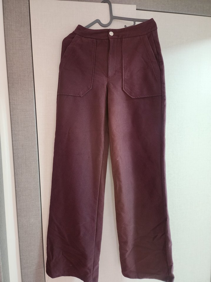 Bordo Süet Düğmeli Kısa Kadın Ceket ve pantolon takım - Görsel 4