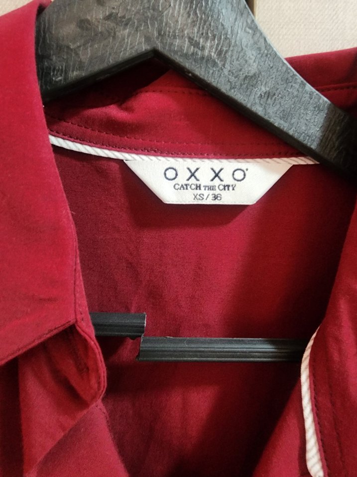 Bordo Düğmeli Uzun Kollu Kadın Gömlek - Görsel 2