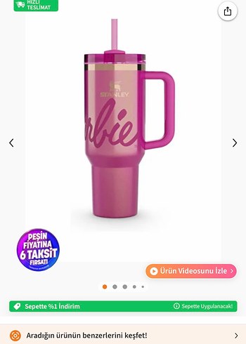 Parlak Pembe Barbie Termos Bardak STANLEY - Görsel 2