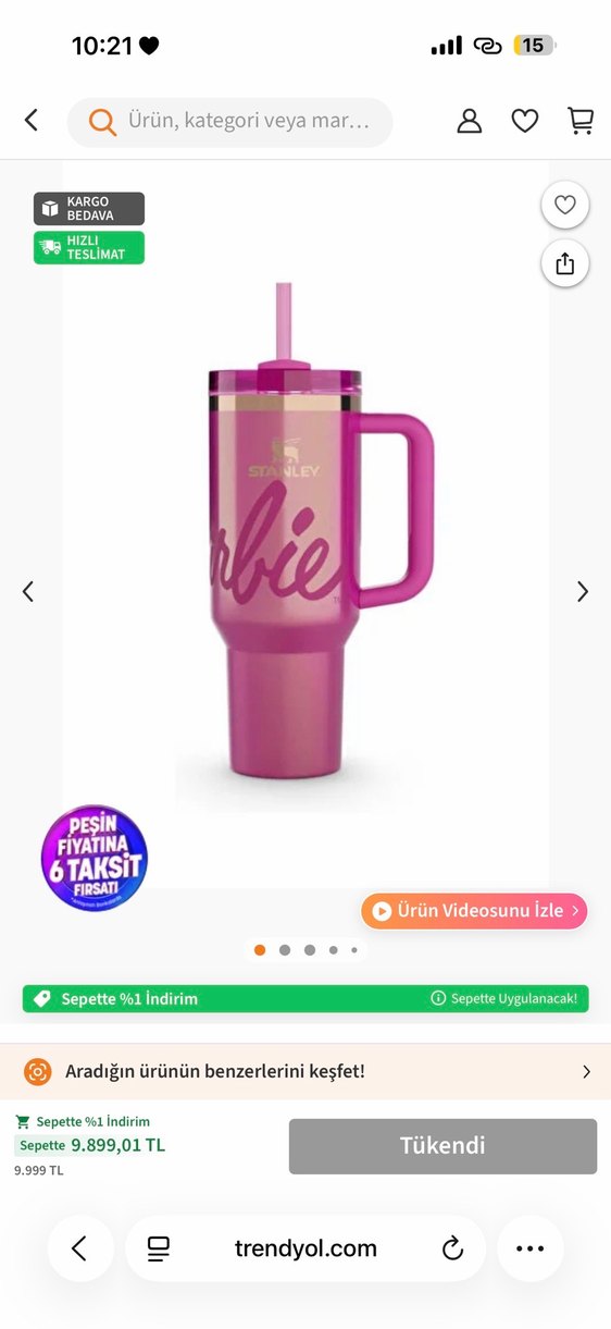 Parlak Pembe Barbie Termos Bardak STANLEY - Görsel 2