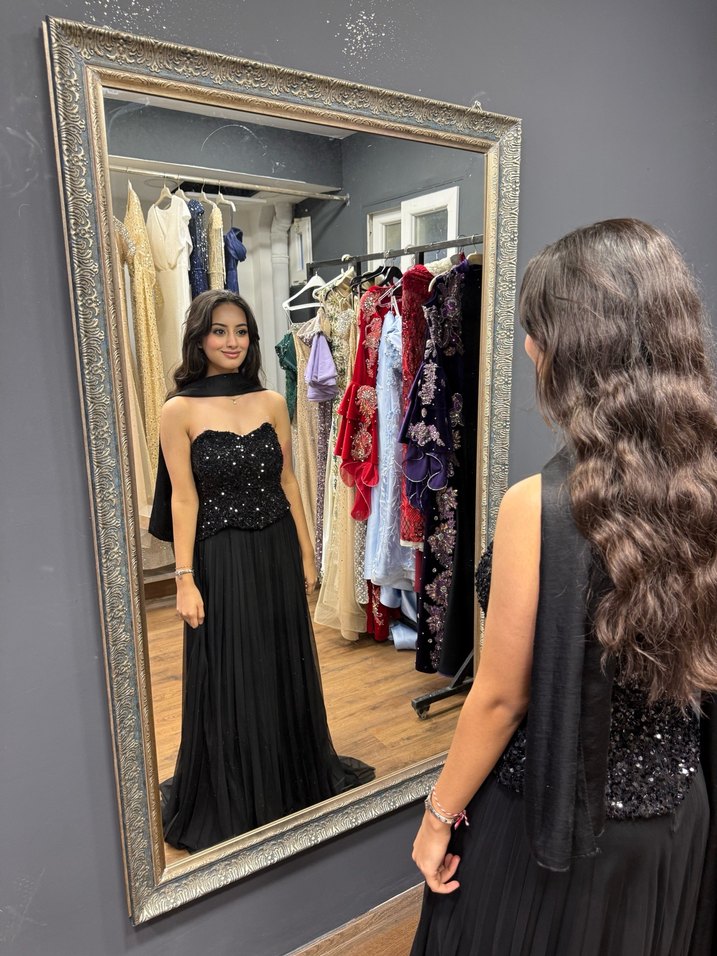 Siyah Straplez Uzun Abiye Elbise - Görsel 2