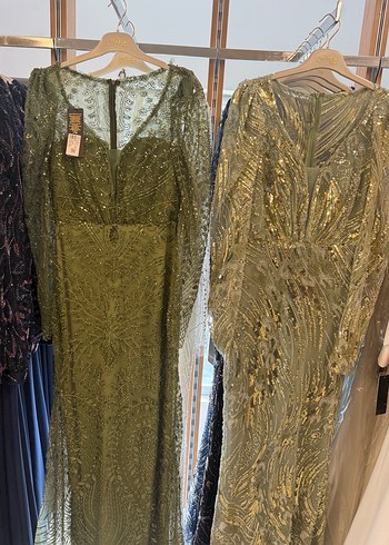 Abiye Uzun Kollu Nakışlı Vintage Kadın Abiye Elbise