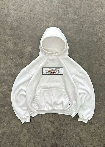 Beyaz Kapşonlu Sweatshirt 