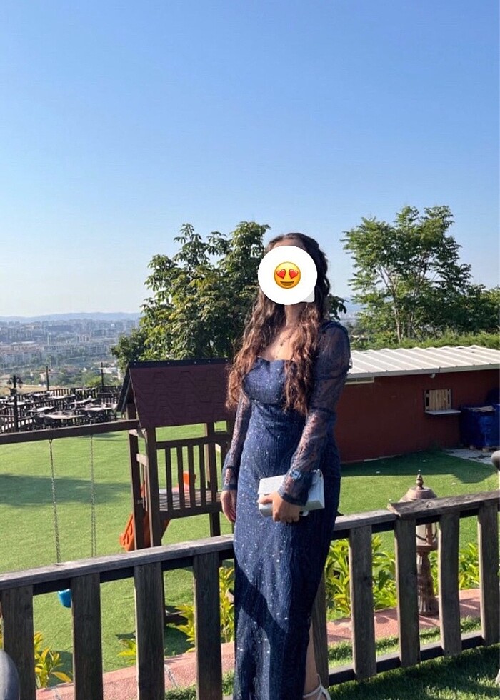 Lacivert simli elbise - Görsel 4