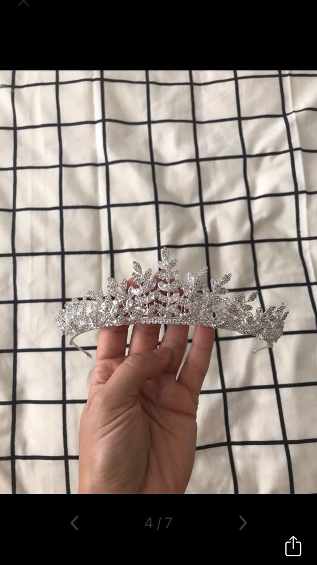 Beyaz Parlak Taşlı Gelin Tacı - Görsel 4