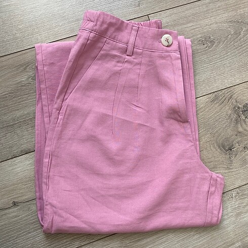 38 Beden Bershka Wide Leg Pembe Kumaş Pantolon