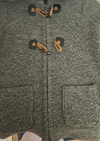 Kapüşonlu Erkek Çocuk Gri Triko Kaban - Görsel 5