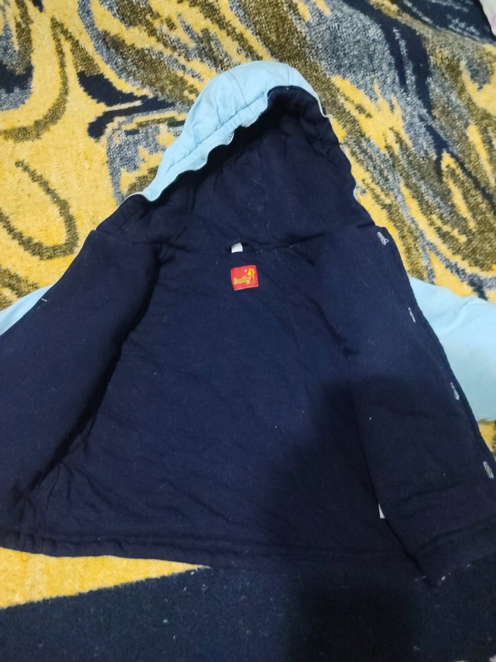 Kapüşonlu Mavi Erkek Çocuk Mont - Görsel 3