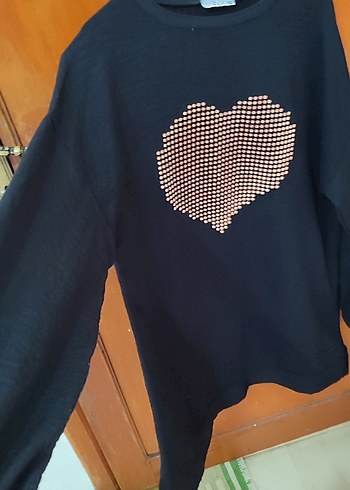 Siyah Uzun Kollu Kadın Sweatshirt - Görsel 2