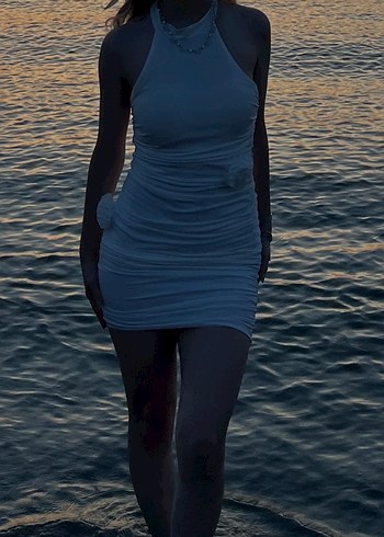 Tredyolmilla beyaz basic güllü mezuniyet elbisesi - Görsel 6