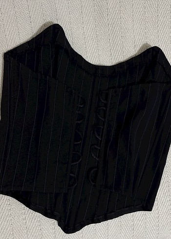 Siyah Çizgili Özel Dikim Straplez Korse - Görsel 2