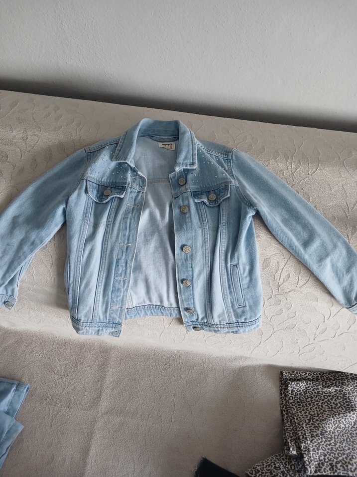 Düğmeli Mavi Kız çocuk Denim Ceket - Görsel 2