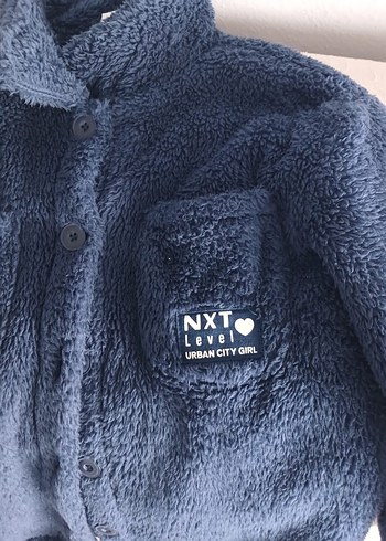 Düğmeli Kız çocuk Mavi Polar Ceket - Görsel 2