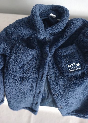 Düğmeli Kız çocuk Mavi Polar Ceket - Görsel 3