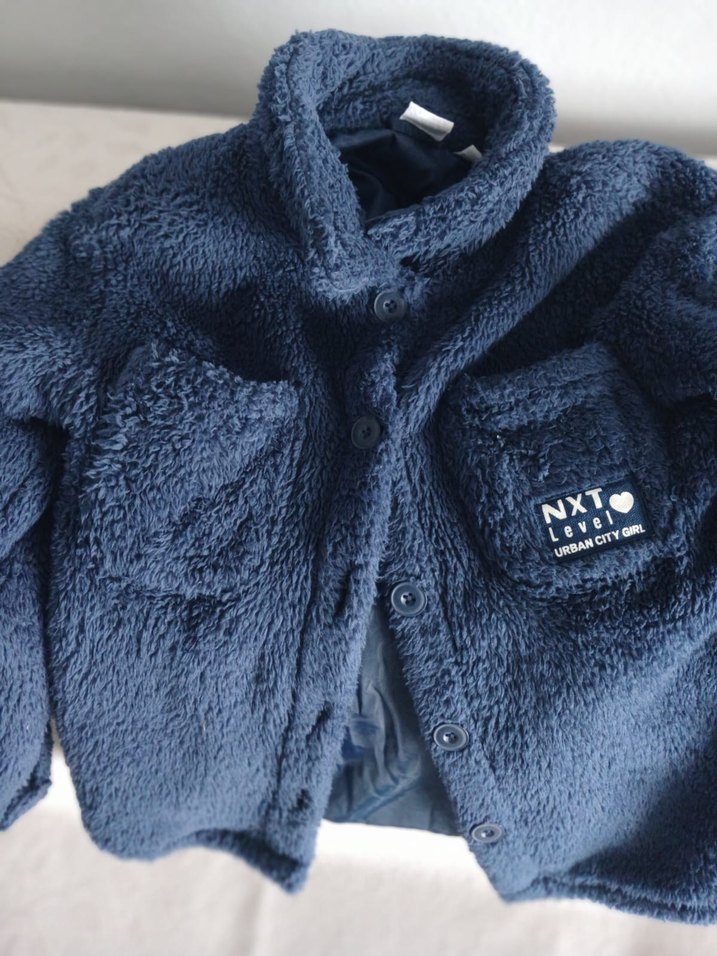 Düğmeli Kız çocuk Mavi Polar Ceket - Görsel 3