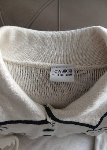 Nakışlı Beyaz Kız çocuk Triko Hırka - Görsel 3