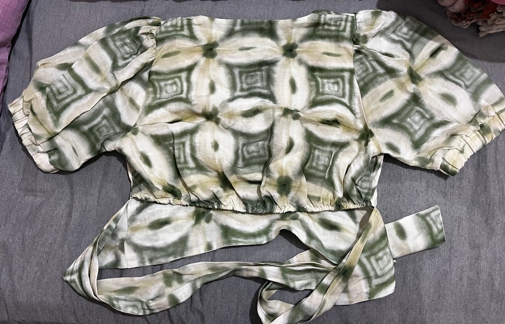 ADL Bohem Yeşil Bağlamalı V Yaka Bluz - Görsel 3