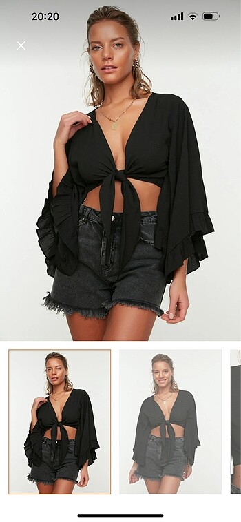 Siyah crop plaj bluz