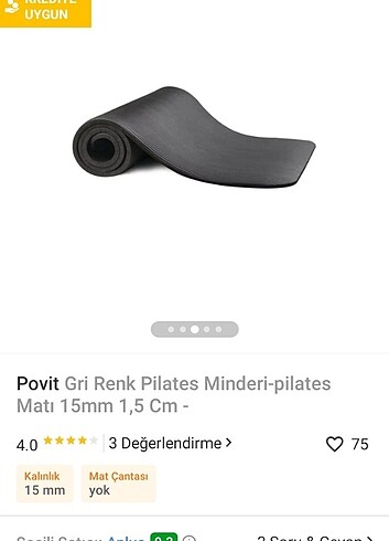 Povit gri pilates minderi/matı(15mm,1.5 cm)
