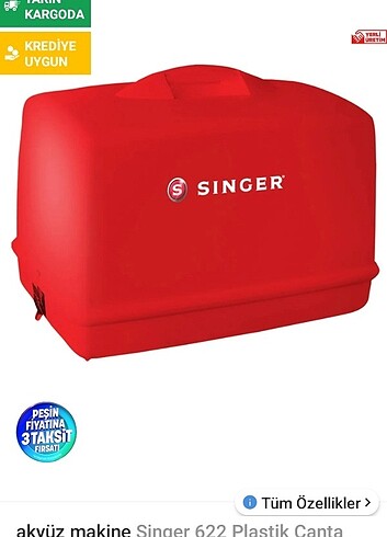 Singer dikiş makinesi taşıma çantası kırmızı