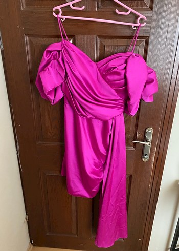 Mor Drapeli Uzun Abiye Elbise - Görsel 2