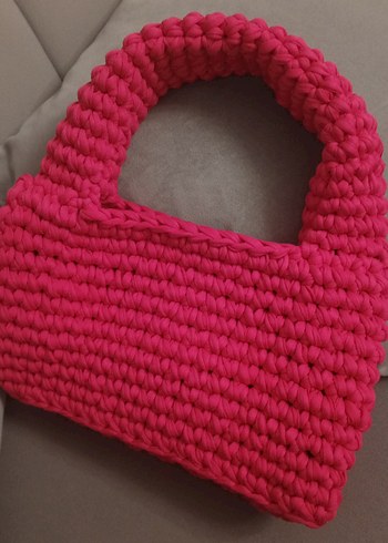 Pembe Örgü Kadın Çanta