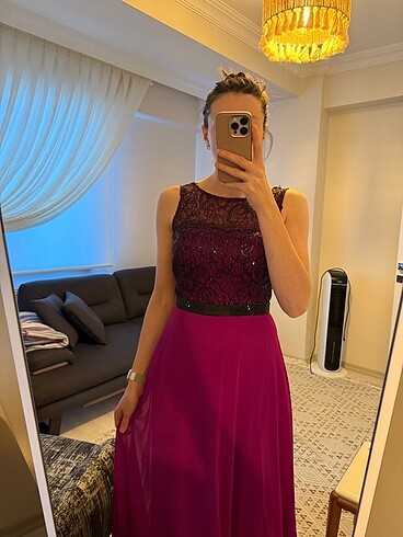 s Beden pembe Renk Uzun elbise