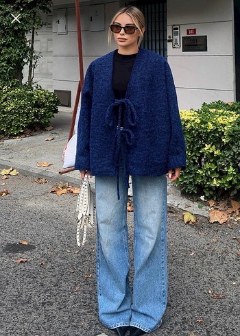 Kadın lacivert Salaş ceket - Görsel 2