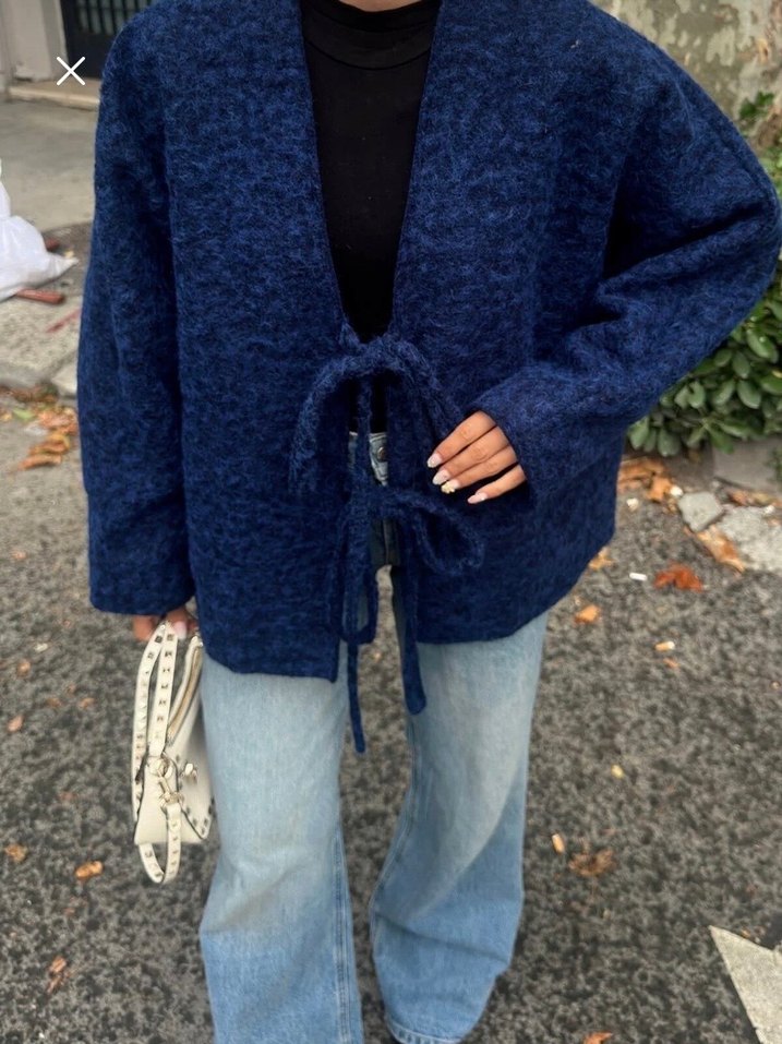 Kadın lacivert Salaş ceket - Görsel 3