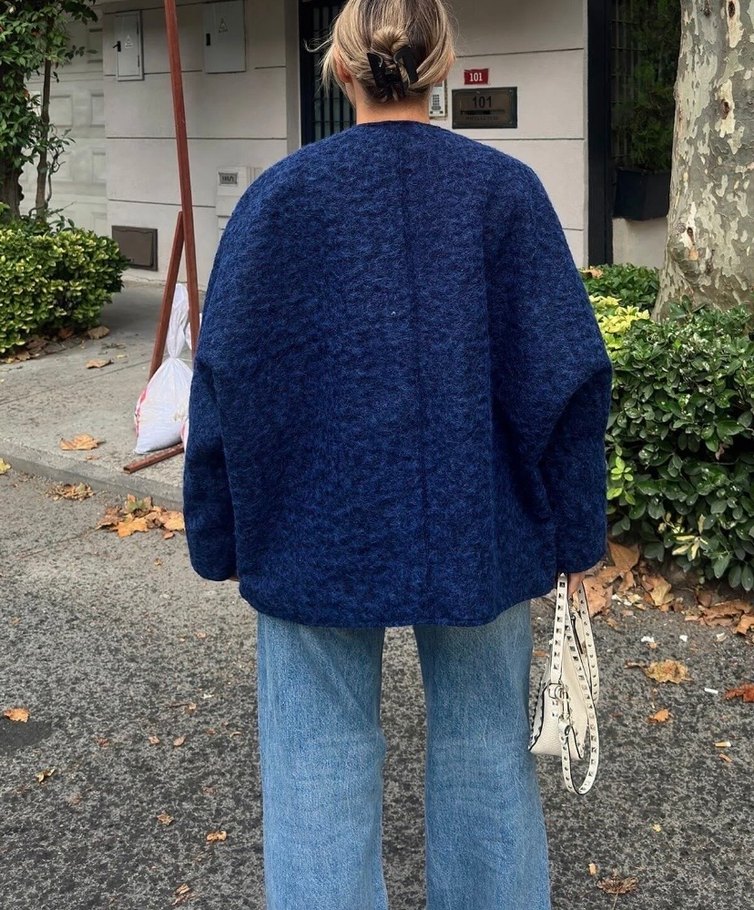 Kadın lacivert Salaş ceket - Görsel 4