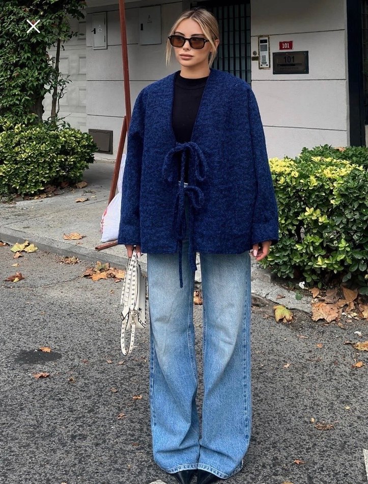 Kadın lacivert Salaş ceket - Görsel 2