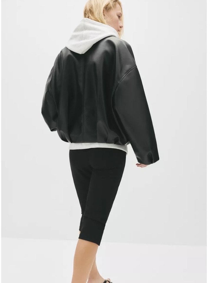 Siyah Kemerli Deri Kadın Ceket - Görsel 4