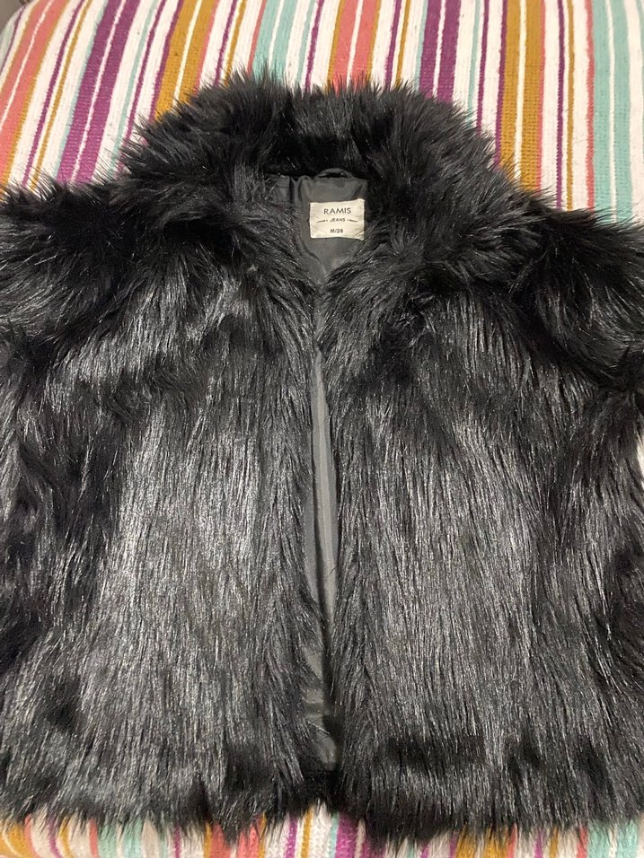 Siyah Suni Kürk Midi Mont - Görsel 4