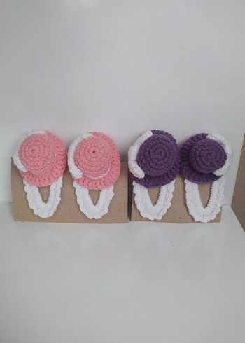 Örgü Mor ve Pembe Çocuk Toka Seti - Görsel 3