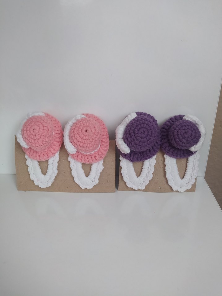 Örgü Mor ve Pembe Çocuk Toka Seti - Görsel 3