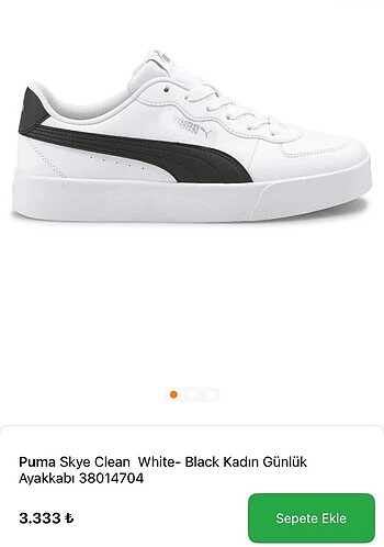 Puma PUMA Skye Clean White-Black Spor Ayakkabı.