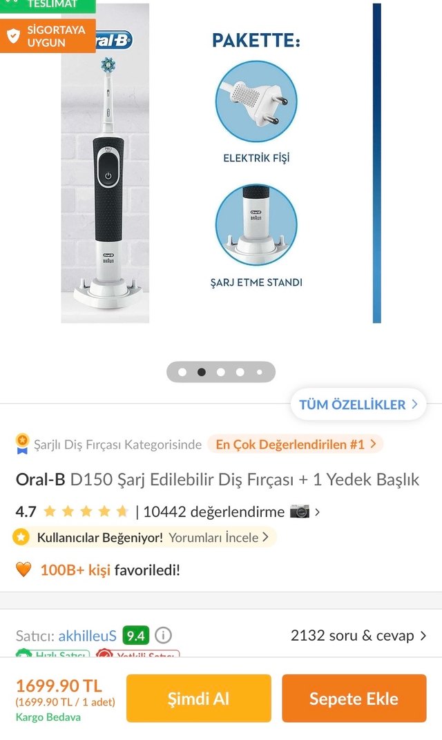 Oral-B D150 Şarjlı Diş Fırçası - Görsel 3