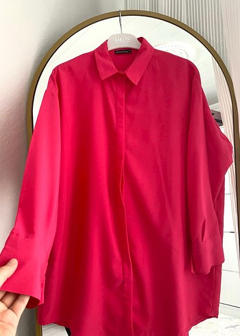 Fuşya Oversize Bayan Gömlek - Görsel 4