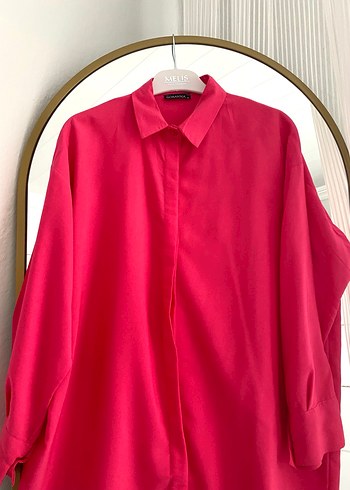 Fuşya Oversize Bayan Gömlek - Görsel 5
