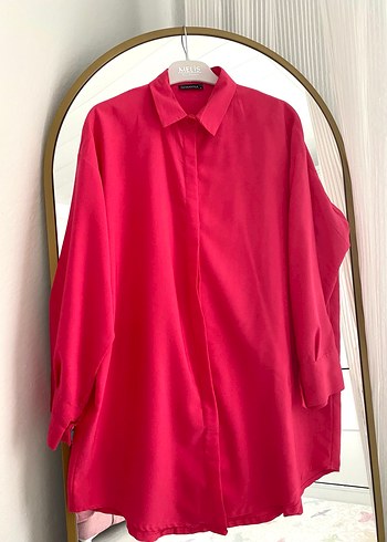 Fuşya Oversize Bayan Gömlek - Görsel 2