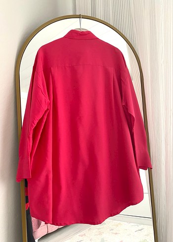 Fuşya Oversize Bayan Gömlek - Görsel 3
