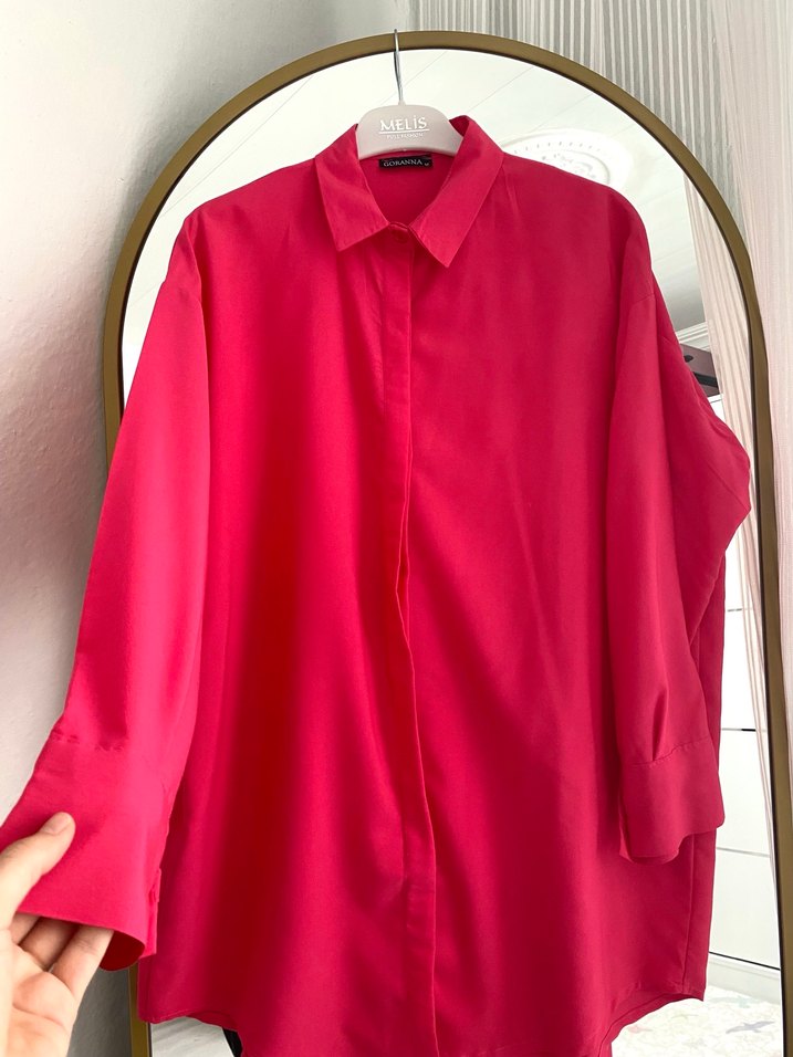 Fuşya Oversize Bayan Gömlek - Görsel 4