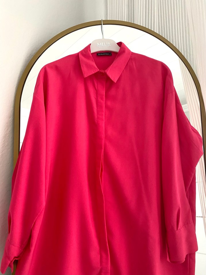 Fuşya Oversize Bayan Gömlek - Görsel 5