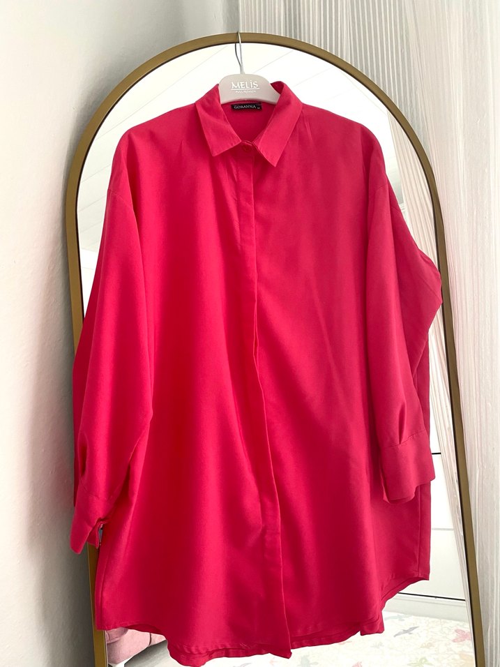 Fuşya Oversize Bayan Gömlek - Görsel 2