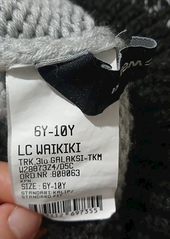 Gri Nakışlı Örgü Erkek çocuk Bere ve Atkı Seti 6-10 Yaş - Görsel 2