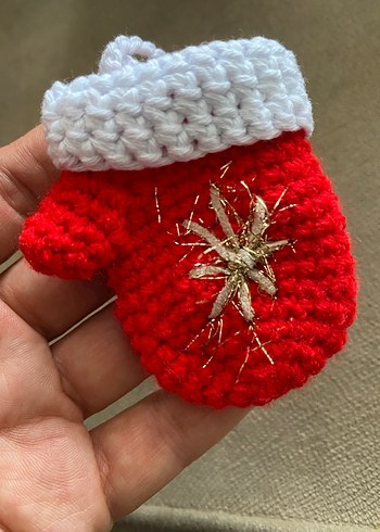 Elişi Kırmızı Minik eldiven. Çanta maskotu - Görsel 2