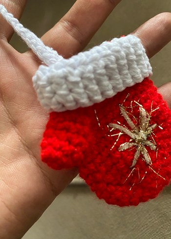 Elişi Kırmızı Minik eldiven. Çanta maskotu - Görsel 5